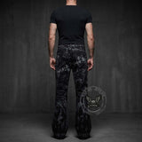 Dark High-Street Graffiti Pattern Flared Jeans | Gthic.com