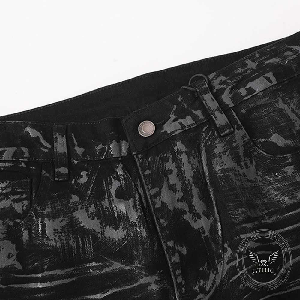 Dark High-Street Graffiti Pattern Flared Jeans