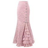 Dark Jacquard Gothic Hip-Wrap Fishtail Maxi Skirt