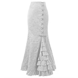 Dark Jacquard Gothic Hip-Wrap Fishtail Maxi Skirt | Gthic.com