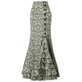 Dark Jacquard Gothic Hip-Wrap Fishtail Maxi Skirt