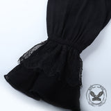 Dark Lace Hollow Ruffled Gothic Shirt Top