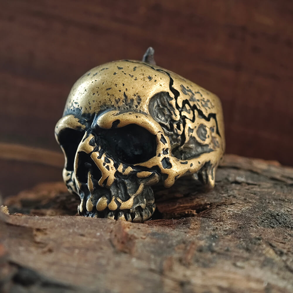 Dark Pioneer Messing-Totenkopfring