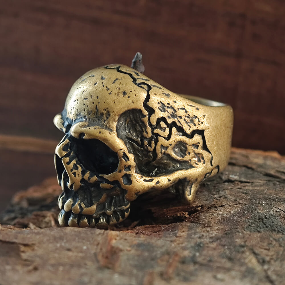 Dark Pioneer Messing-Totenkopfring
