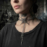 Dark Punk Spike Stainless Steel Clavicle Necklace | Gthic.com