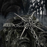 Dark Punk Spike Stainless Steel Clavicle Necklace | Gthic.com