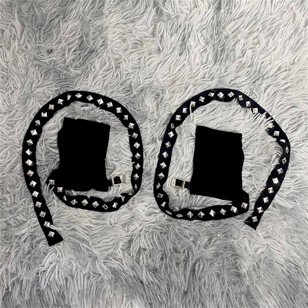 Dark Punk Studded Strap Half-Finger Sleeve Gloves