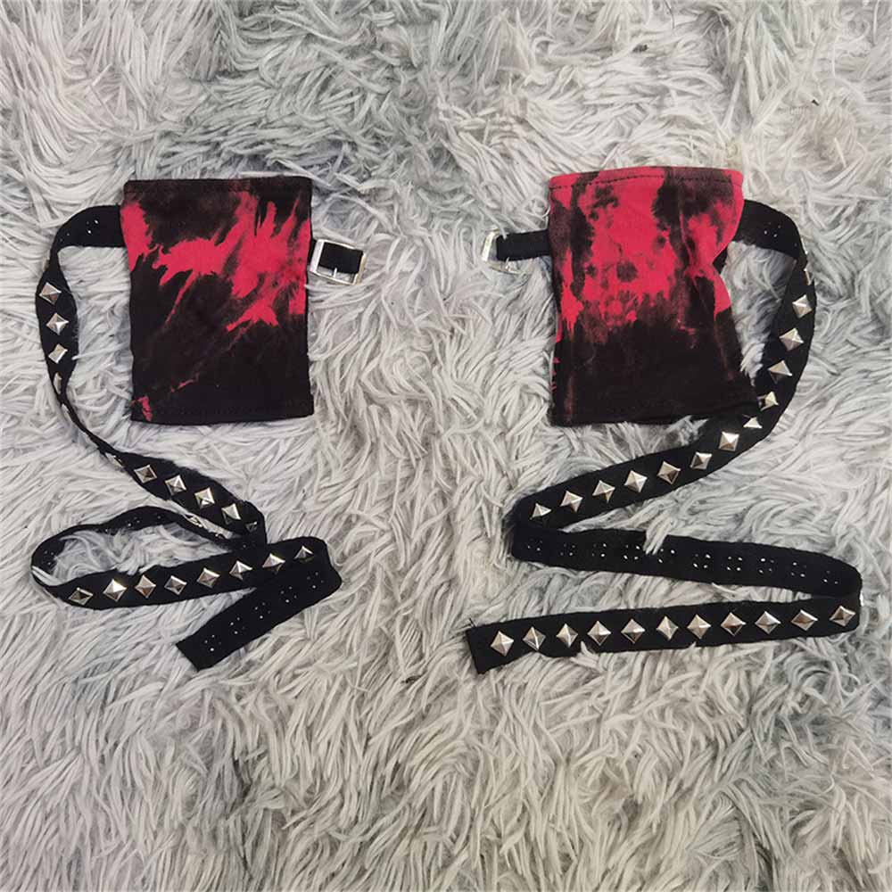 Dark Punk Studded Strap Half-Finger Sleeve Gloves