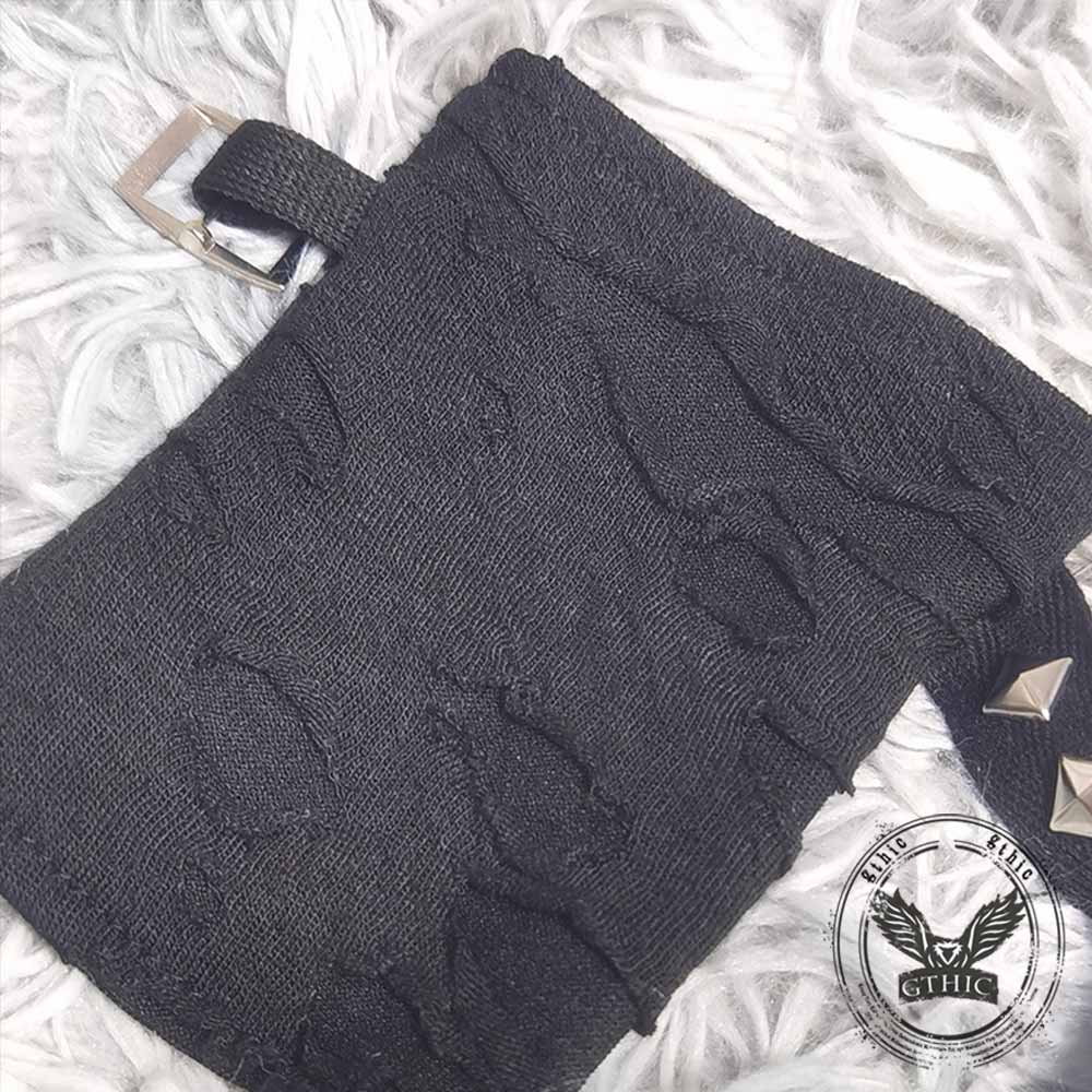 Dark Punk Studded Strap Half-Finger Sleeve Gloves