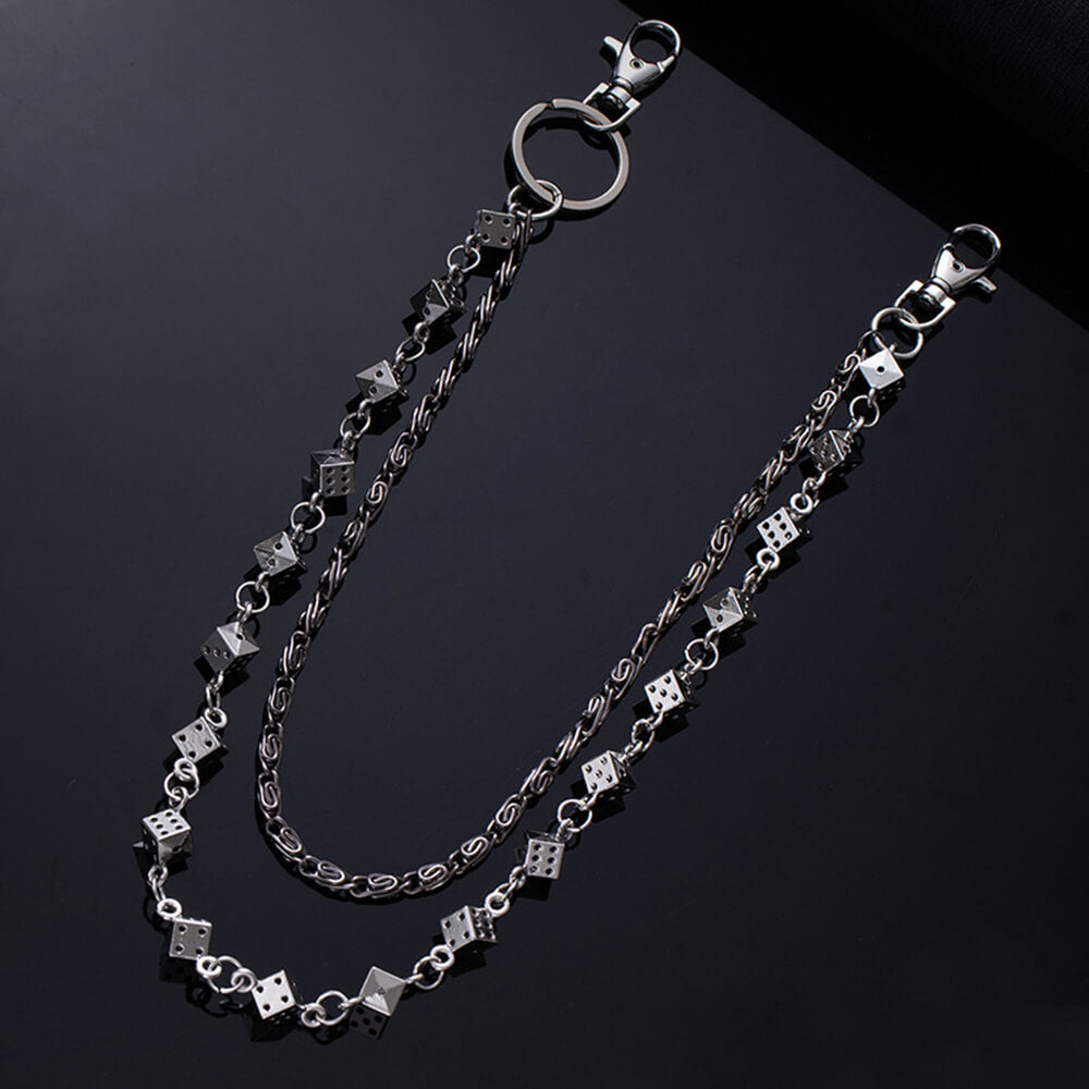 Dark Punk Style Dice Alloy Double-layer Pants Chain