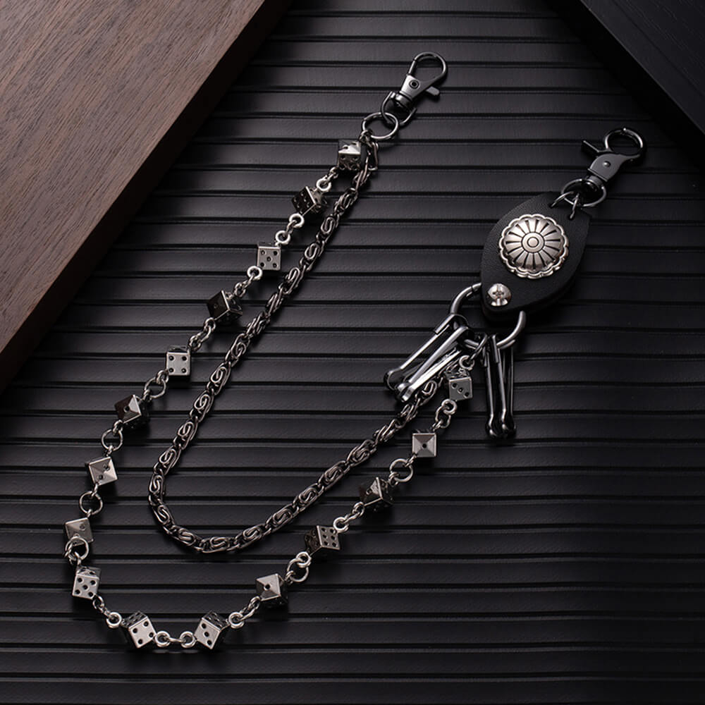 Dark Punk Style Dice Alloy Double-layer Pants Chain