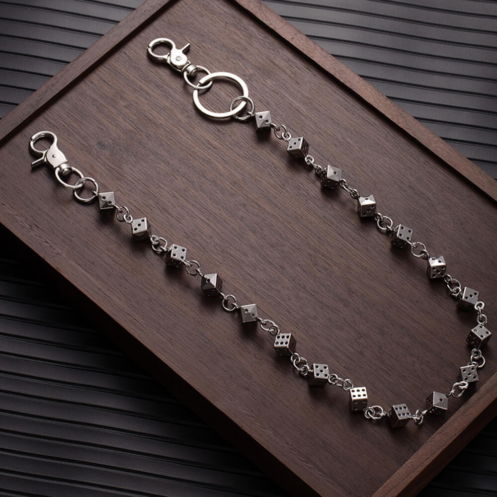 Dark Punk Style Dice Alloy Double-layer Pants Chain
