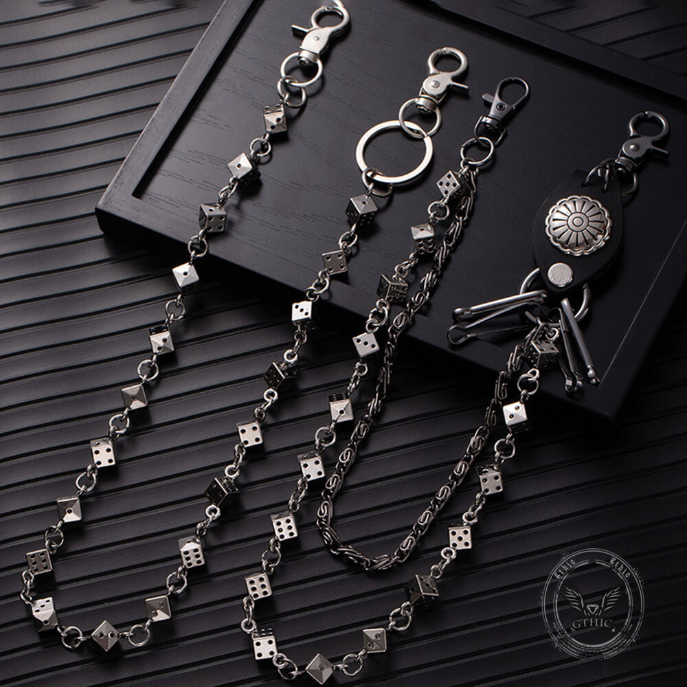 Dark Punk Style Dice Alloy Double-layer Pants Chain