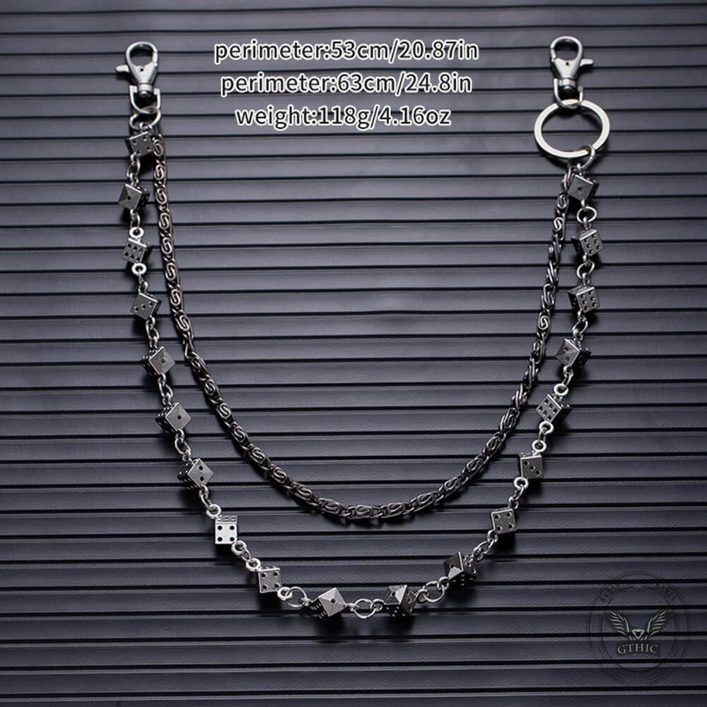 Dark Punk Style Dice Alloy Double-layer Pants Chain