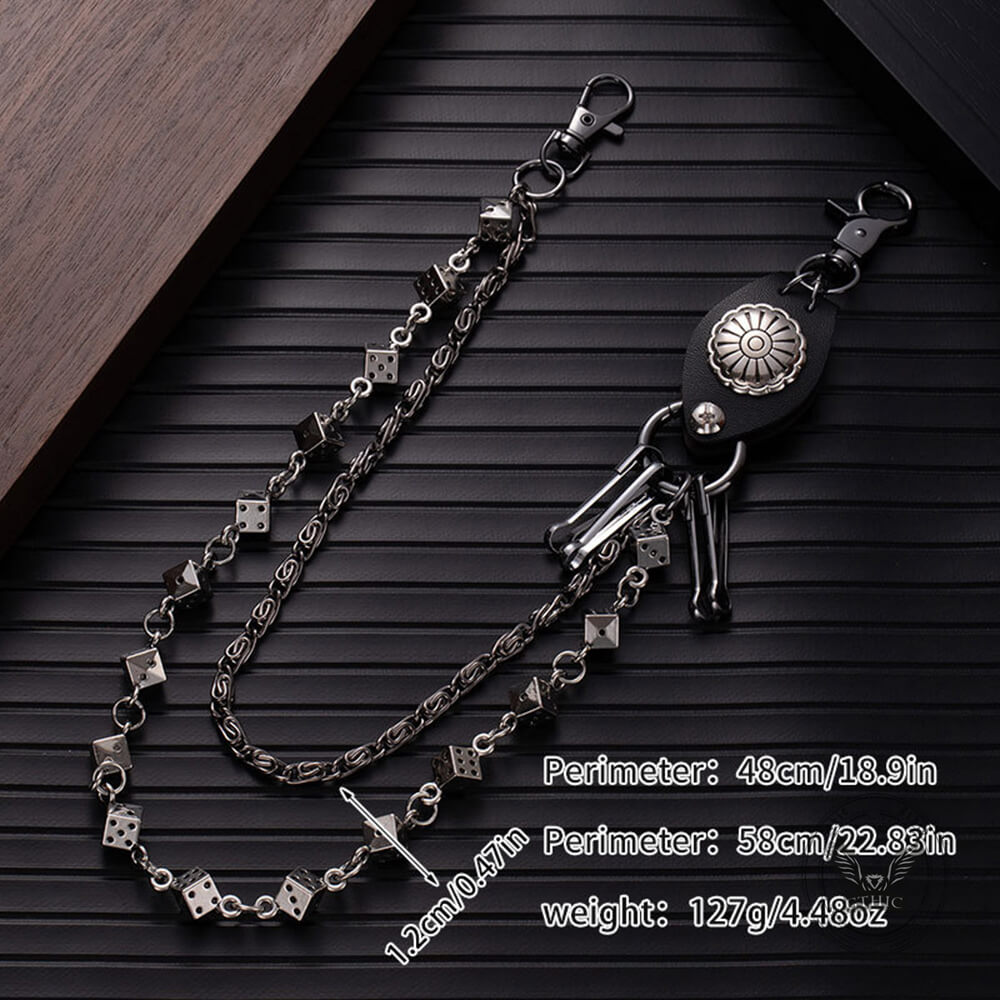 Dark Punk Style Dice Alloy Double-layer Pants Chain