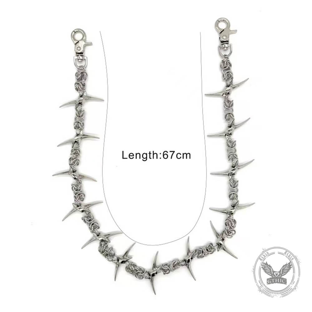 Dark Punk Style Fishbone-Spliced Alloy Pants Chain