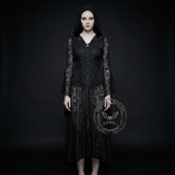Dark Retro-Style Hooded Mesh Medieval Dress | Gthic.com