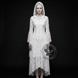 Dark Retro-Style Hooded Mesh Medieval Dress | Gthic.com