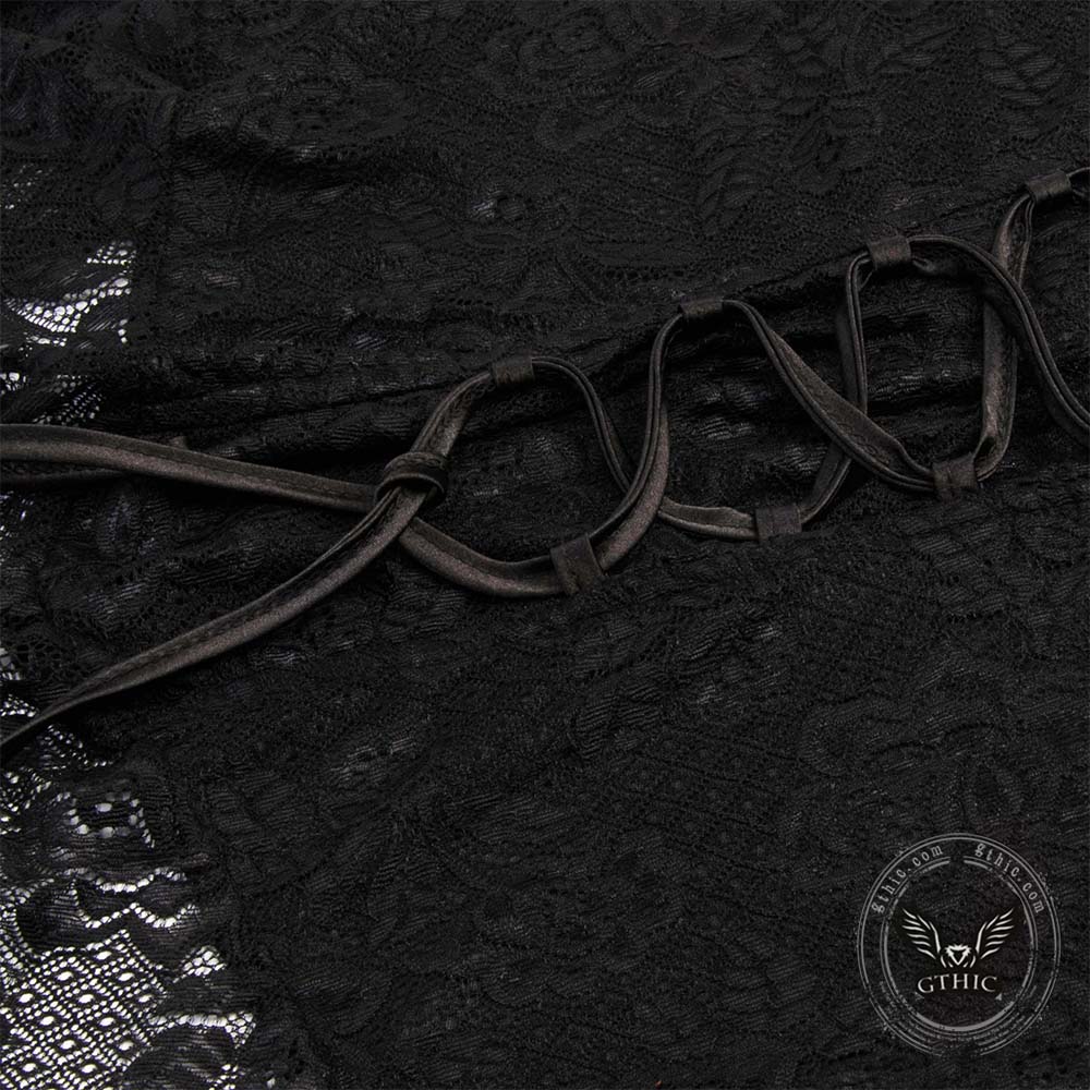 Dark Retro-Style Hooded Mesh Medieval Dress