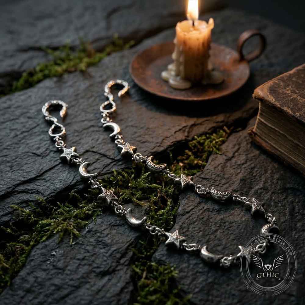 Dark Retro Star & Moon Zinc Alloy Pants Chain | Gthic.com