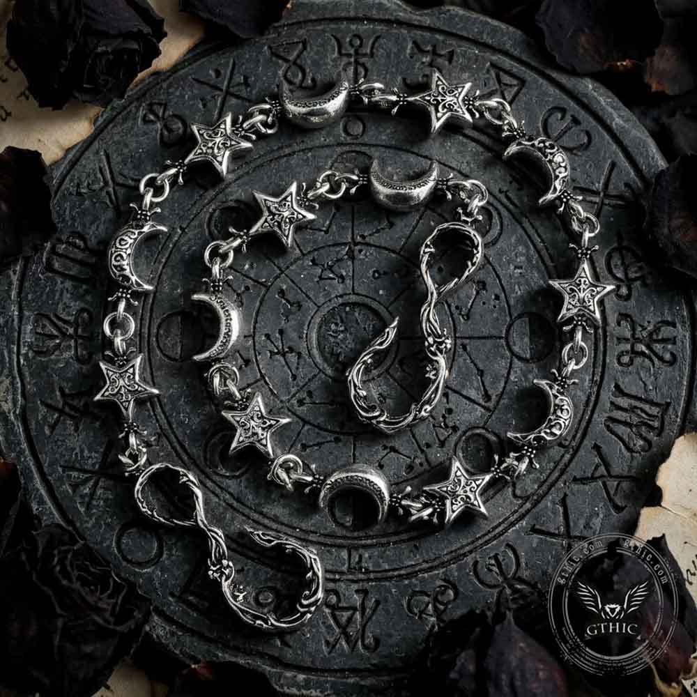 Dark Retro Star & Moon Zinc Alloy Pants Chain | Gthic.com