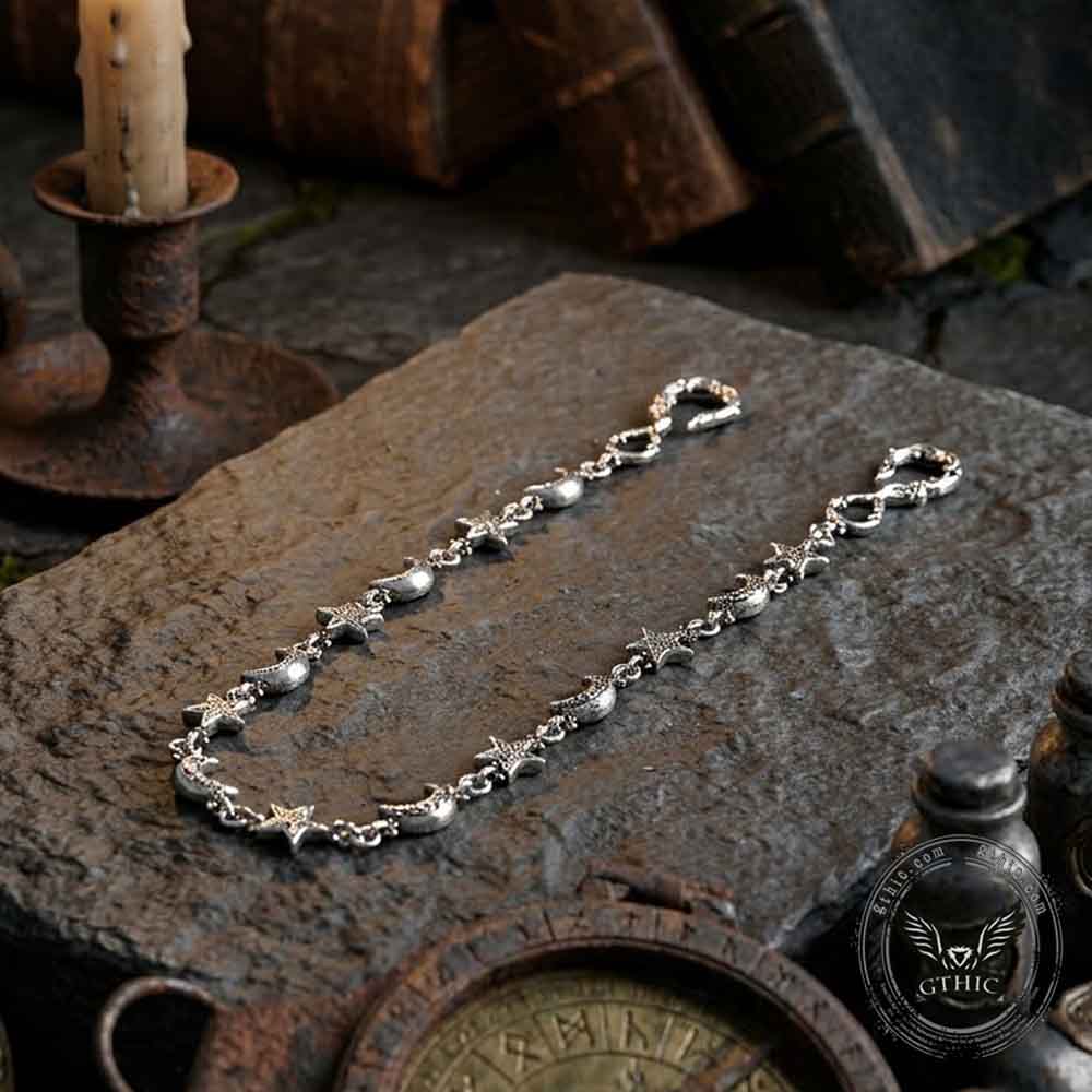 Dark Retro Star & Moon Zinc Alloy Pants Chain
