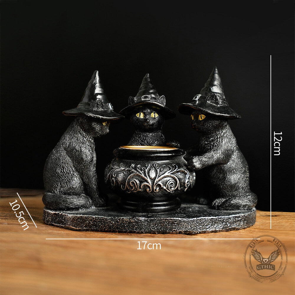 Dark Retro Wizard Cat God Halloween Resin Candle Holder