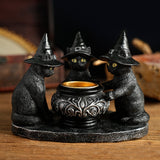 Dark Retro Wizard Cat God Halloween Resin Candle Holder | Gthic.com