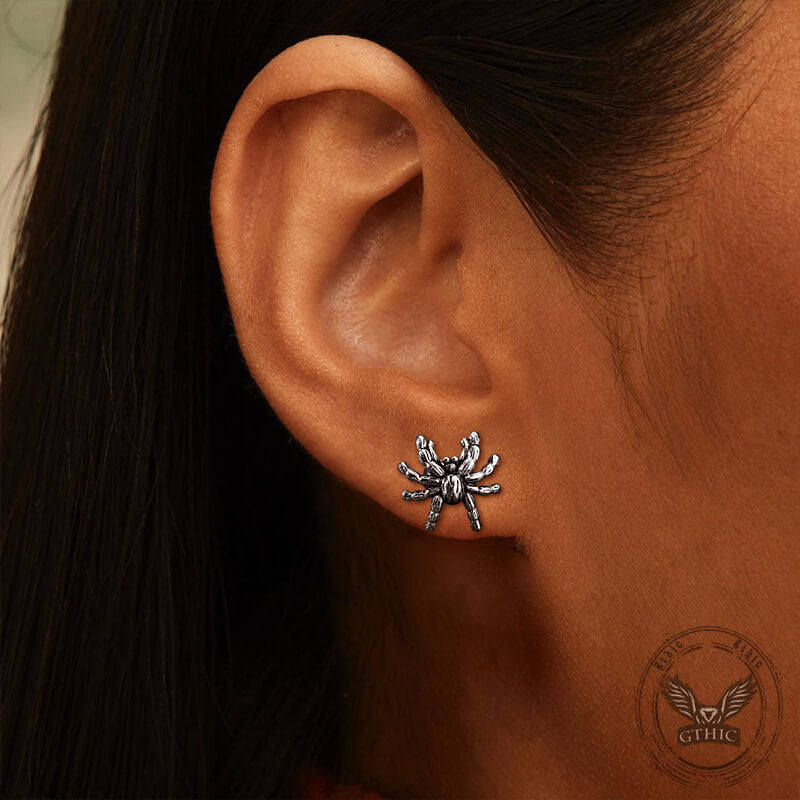 Dark Scary Spider Stainless Steel Animal Earrings | Gthic.com