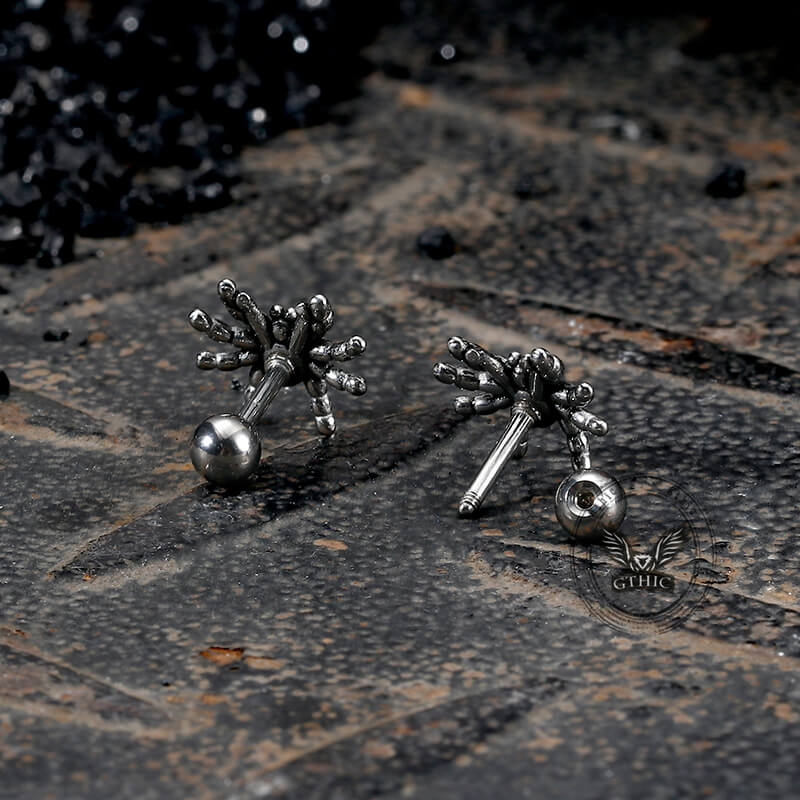 Dark Scary Spider Stainless Steel Animal Earrings | Gthic.com