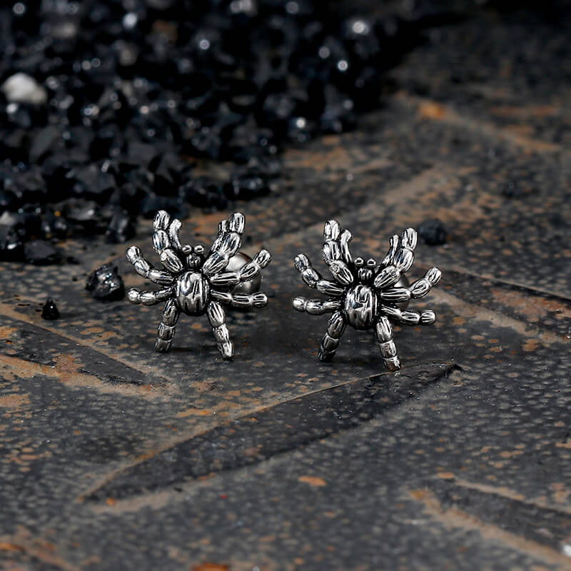Dark Scary Spider Stainless Steel Animal Earrings | Gthic.com