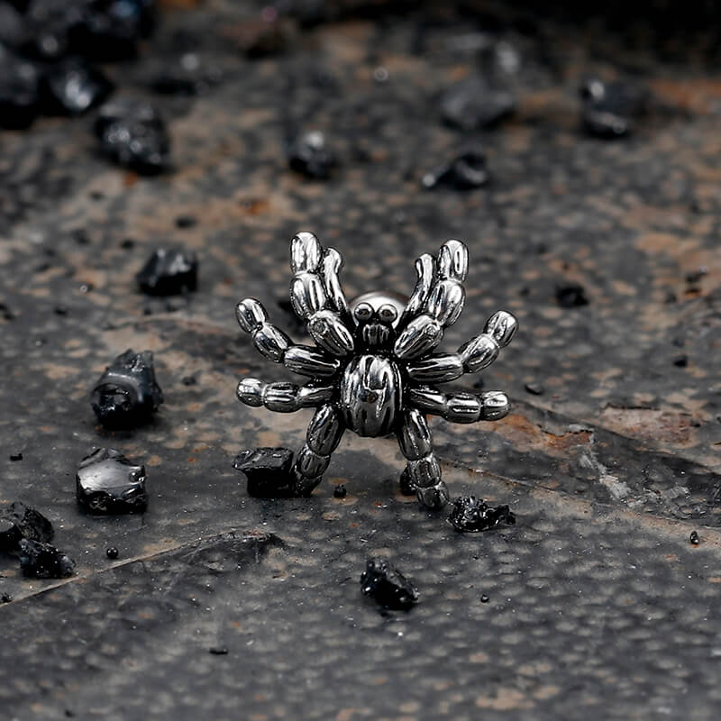 Dark Scary Spider Stainless Steel Animal Earrings | Gthic.com