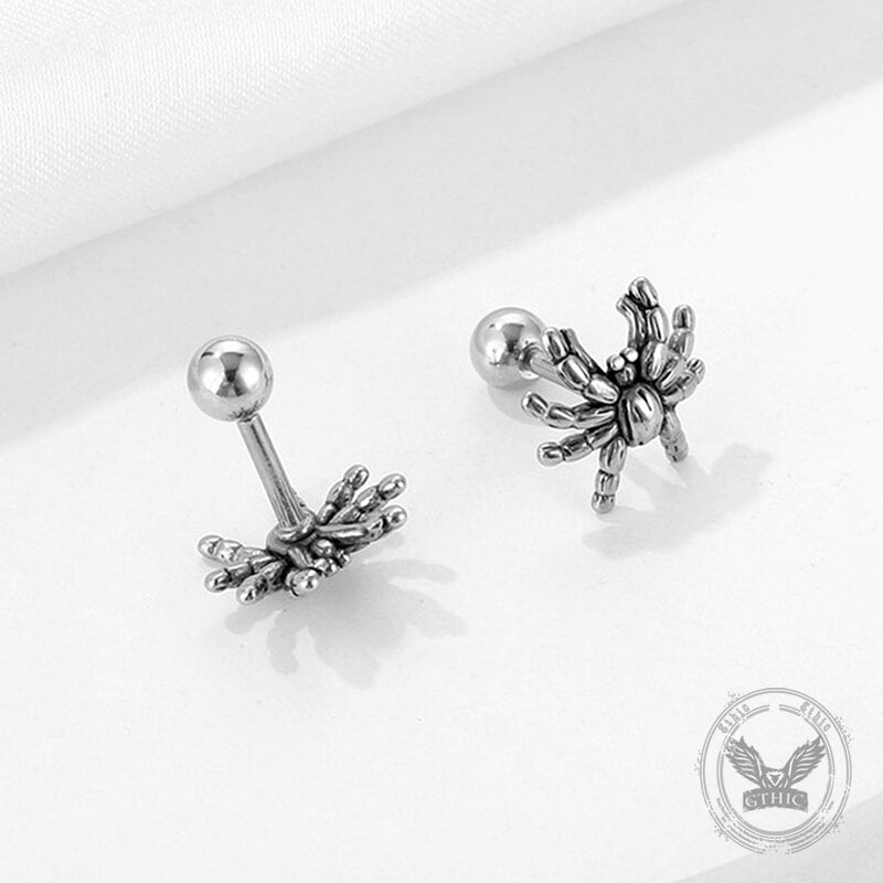 Dark Scary Spider Stainless Steel Animal Earrings