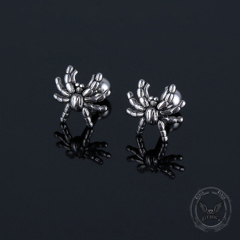 Dark Scary Spider Stainless Steel Animal Earrings | Gthic.com
