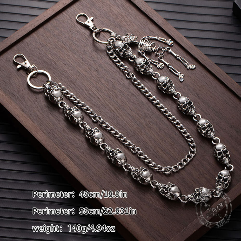 Dark Skull Double-Layer Hip-Hop Alloy Pants Chain