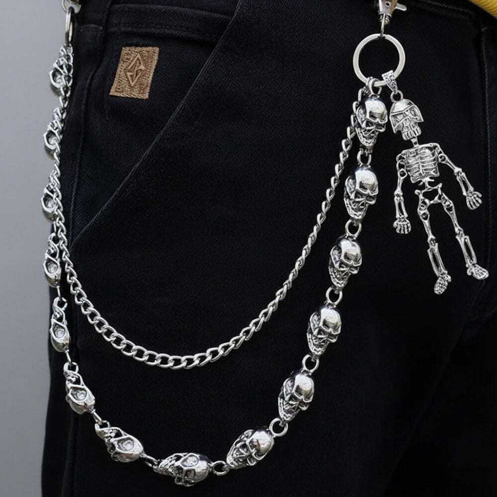 Dark Skull Double-Layer Hip-Hop Alloy Pants Chain | Gthic.com