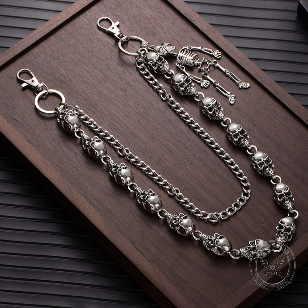 Dark Skull Double-Layer Hip-Hop Alloy Pants Chain