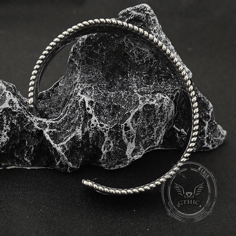 Dark Skull Rose Gothic Stainless Steel Open Bracelet