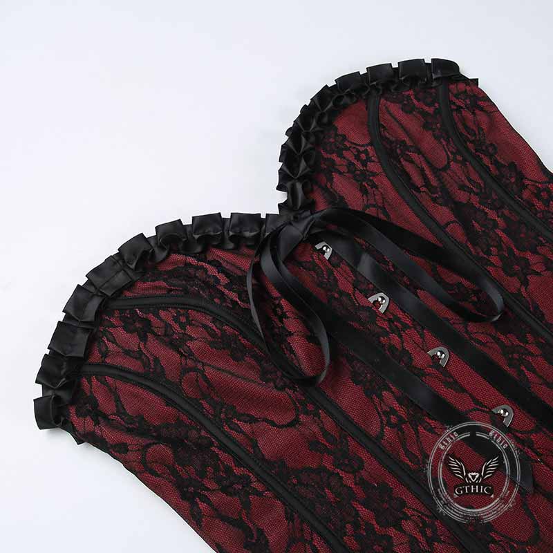 Dark Style Slim Lace V-Neck Lace-Up Tube Top