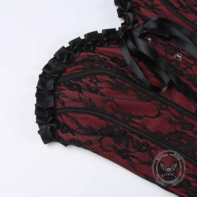 Dark Style Slim Lace V-Neck Lace-Up Tube Top