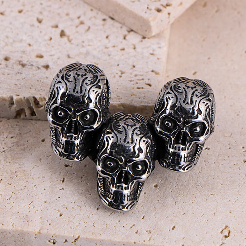 Dark Three Skull Head Stainless Steel Gothic Necklace