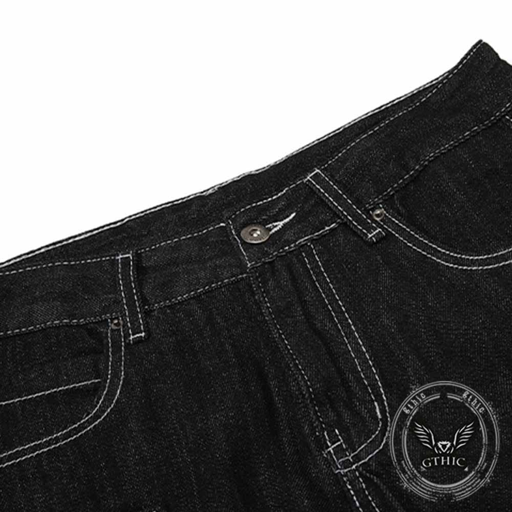 Dark Y2K Punk Rivet Embellishment Wide Leg Jeans