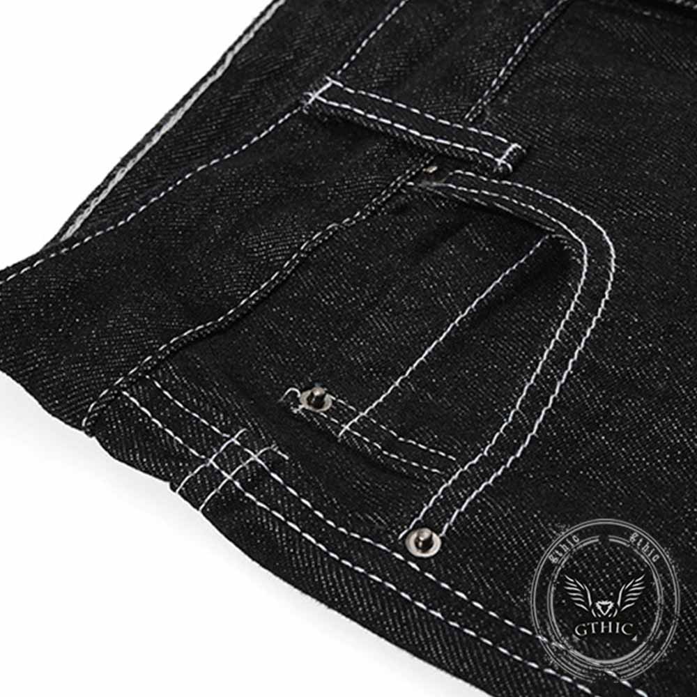 Dark Y2K Punk Rivet Embellishment Wide Leg Jeans