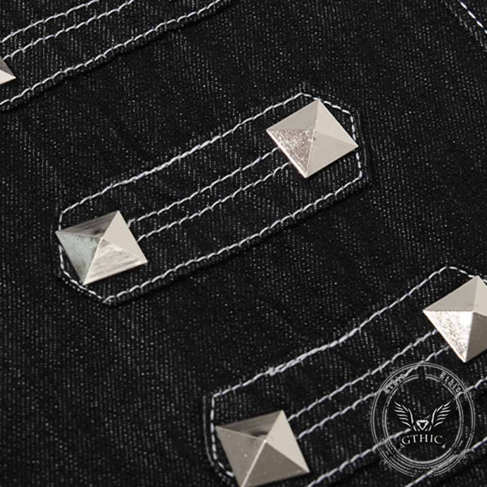 Dark Y2K Punk Rivet Embellishment Wide Leg Jeans