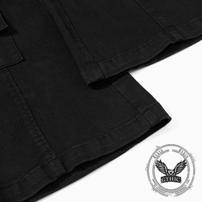 Dark Y2K Strap Design Flared Multi-Pocket Casual Pants