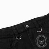 Dark Y2K Strap Design Flared Multi-Pocket Casual Pants