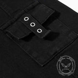 Dark Y2K Strap Design Flared Multi-Pocket Casual Pants