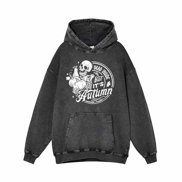 Dead Inside But It's Autumn Vintage Washed Hoodie | Gthic.com