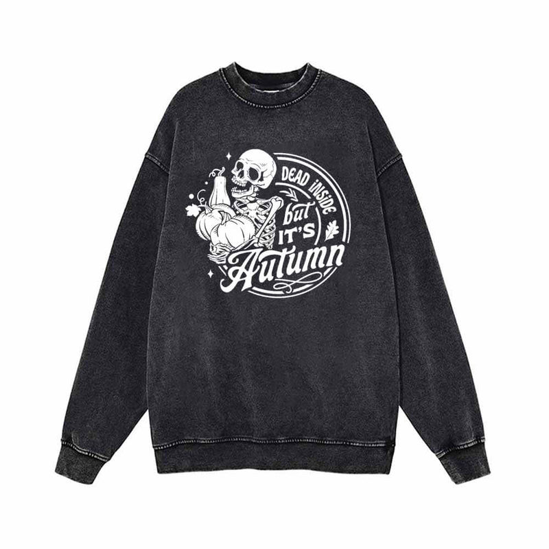 Dead Inside But It's Autumn Vintage Washed Sweatshirt | Gthic.com