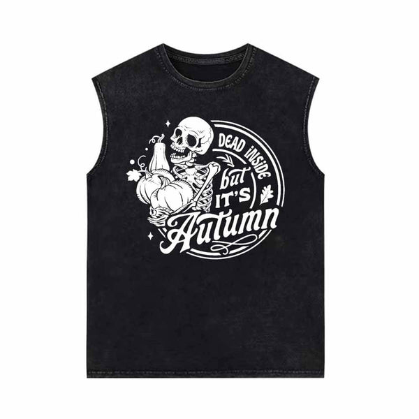 Dead Inside But It's Autumn Vintage Washed Vest Top | Gthic.com